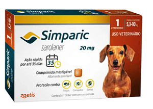 ANTIPULGAS SIMPARIC 20MG 5 á 10 KG (1 COMPRIMIDO)