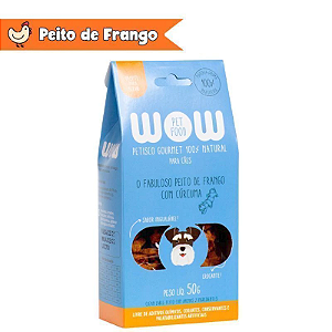 Petisco Wow Peito de Frango com Cúrcuma Crocante Gourmet 50g P/ Caes