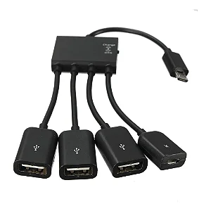 Cabo OTG Micro USB Charger com 3 portas USB + Micro USB