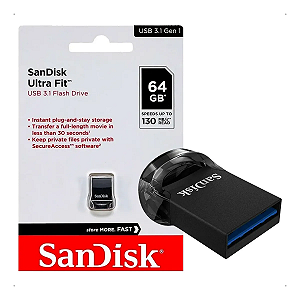 Pendrive 64GB USB 3.2 Sandisk Ultra Fit 300MB/s