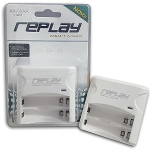 Carregador de Pilhas AA AAA Replay p/ 2 pilhas