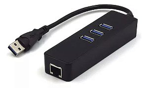 Adaptador USB 2.0 para rede e 3 portas USB