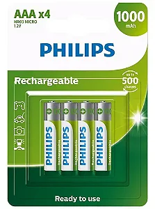 Pilha Recarregavel AAA Philips 1000mah c/ 4