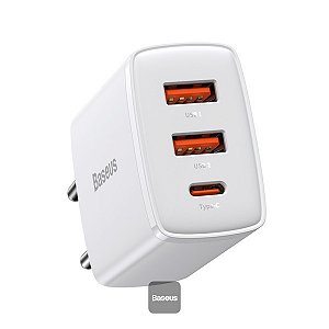 Carregador de parede Baseus 30w 2 USB-A e USB-C