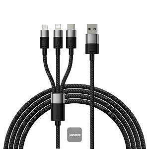 Cabo USB 3 em 1 (Lightning USB-C Micro USB) Baseus 1.2m