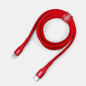 Cabo Apple Iwill Coca-Cola Elite Lightning to USB-C MFI 1,2m Vermelho
