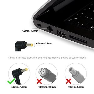 Fonte de notebook Lenovo 20v 45w 4.0x1.7mm BB20-LE20-E