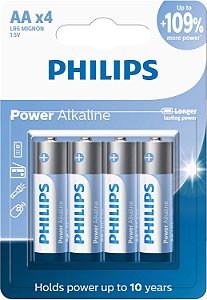 Pilha Alcalina AA Philips c/ 4