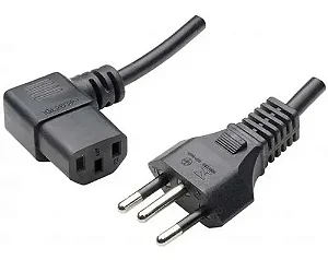 Cabo de energia para PC 1,0m 10A 3 x 0,5mm até 600W 90 Graus