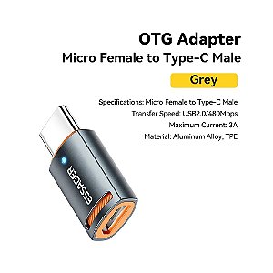 Adaptador OTG USB-C Macho para Micro USB Femea 3.0 Essager