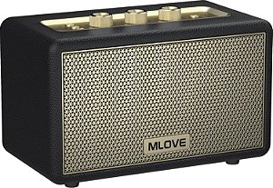 Caixa De Som Bluetooth 80W MLove A200 Retrô Preta