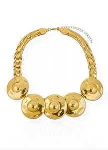 Colar Lacraia com Bottons- Folhado a Ouro 18K