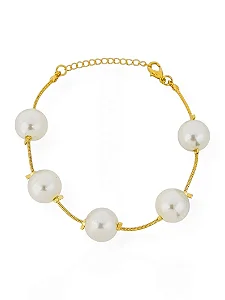 Pulseira com Perolas- Folhada a ouro 18k