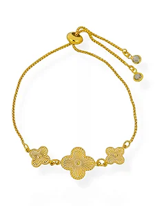 Pulseira Trevo- Folhada Ouro 18K