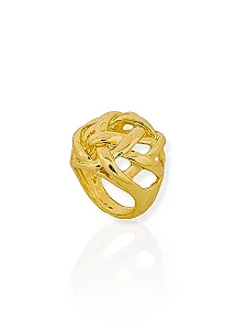 Anel Fios Trançados - Folhado Ouro 18K