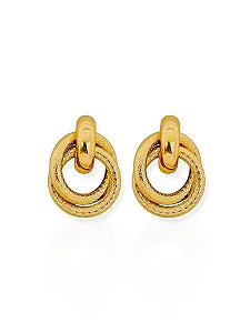 Argola Trançada Texturizada P - Folhada Ouro 18k