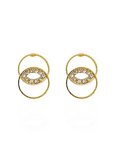 Brinco Círculo Com Zircõnia Vazado- Folhado Ouro 18K