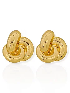 Brinco Fios Entrelaçados Maxi -Folhado a Ouro 18K