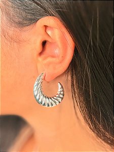 Brinco Argola Croissant- Prata 925