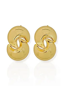 Brinco Orgânico Dupla Lua - Folhado Ouro 18K