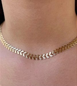 Colar Chocker Escamas - Ouro 18k