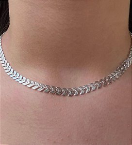 Colar Chcoker Escamas-Prata 925