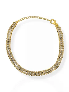 Pulseira Trabalhada com Navete - Folhada a Ouro 18k