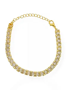 Pulseira Quadrada com Zircõnia- Folhada a Ouro 18K
