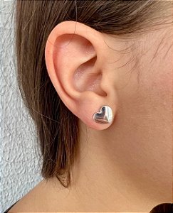 Brinco Coração Chapado-Prata 925
