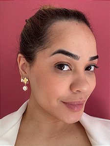 Brinco Trevo Perolado- Ouro 18K