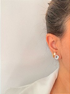 Brinco Circular Turqueza- Prata 925