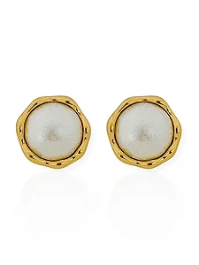 Brinco Perola Oval- Folhado Ouro 18K