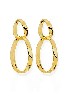 Brinco Golden Duo- Folhado Ouro 18K