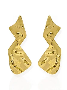 Brinco Orgãnico Martelado- Folhado Ouro 18K
