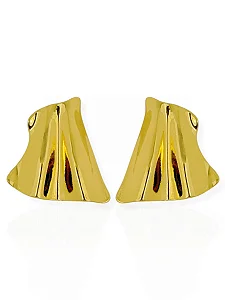 Brinco Orgânico Placa Curvada- Folhado Ouro 18K