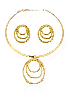 Conjunto Orgânico Fios Dourados- Folhado Ouro 18K