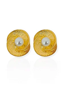 Brinco Orgânico Flor de Pérola- Folhado Ouro 18K