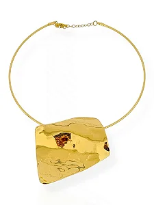 Colar Placa Laminada - Folhado Ouro 18K