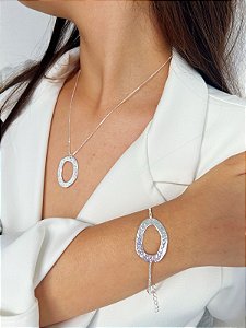 CONJUNTO OVAL ORGANICO PRATA 925