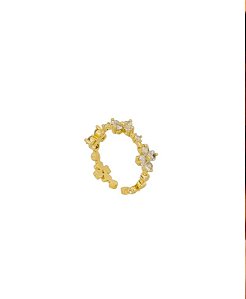 Anel Flores de Zircônia- AJUSTÁVEL