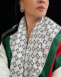 Lenço Inspiração Gucci Branco- Tam Grande