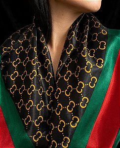 Lenço Inspiração Gucci Preto- Tam Grande