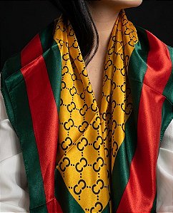 Lenço Inspiração Gucci Dourado- Tam Grande