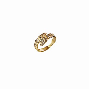 Anel Serpente Cravejado de Zirconia