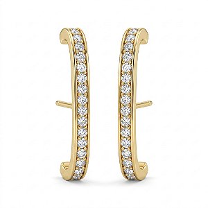 Brinco Ear Hook Micro Zircônia Dourado
