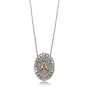 Colar Letra Diamante Micro Zircônia Bocolor (A)