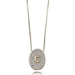 Colar Letra Diamante Micro Zircônia Bocolor (C)
