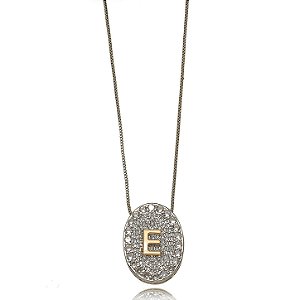 Colar Letra Diamante Micro Zircônia Bicolor (E)