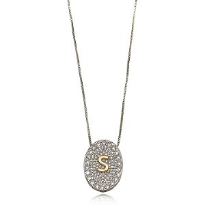 Colar Letra Diamante Micro Zircônia Bicolor (S)
