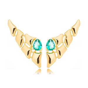 Brinco Ear Cuff Esmeralda Ouro